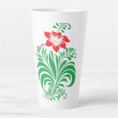 Ornamental Floral Flower Design – Elegant Latte Mok (Voorkant)