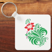 Ornamental Floral Flower Design – Elegant Sleutelhanger (Voorkant)