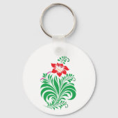 Ornamental Floral Flower Design – Elegant Sleutelhanger (Voorkant)