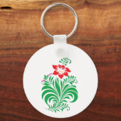 Ornamental Floral Flower Design – Elegant Sleutelhanger (Voorkant)