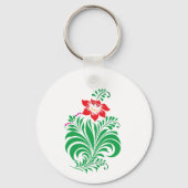 Ornamental Floral Flower Design – Elegant Sleutelhanger (Achterkant)