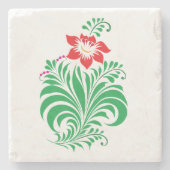 Ornamental Floral Flower Design – Elegant Stenen Onderzetter (Voorkant)