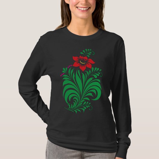 Ornamental Floral Flower Design – Elegant T-shirt (Voorkant)