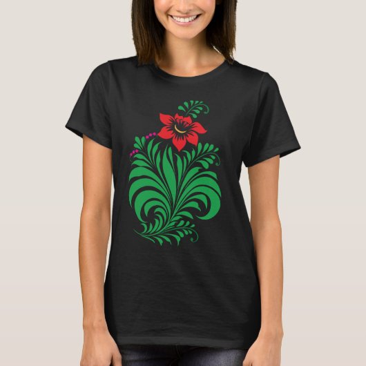 Ornamental Floral Flower Design – Elegant T-shirt (Voorkant)