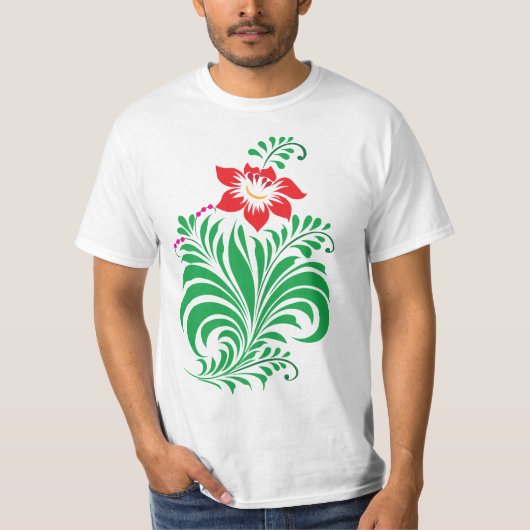 Ornamental Floral Flower Design – Elegant T-shirt (Voorkant)