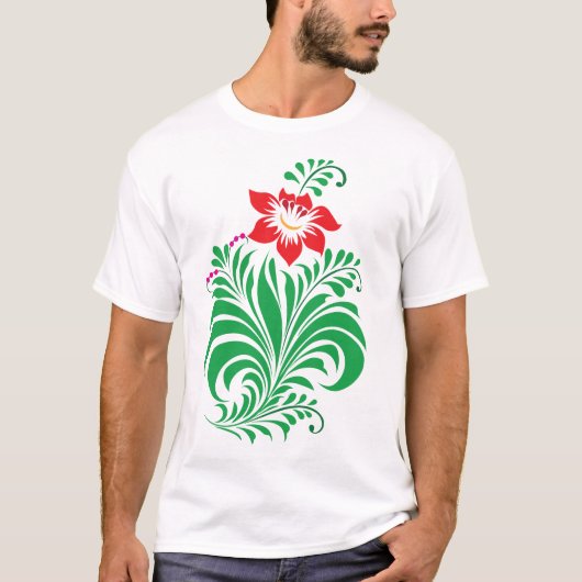Ornamental Floral Flower Design – Elegant T-shirt (Voorkant)