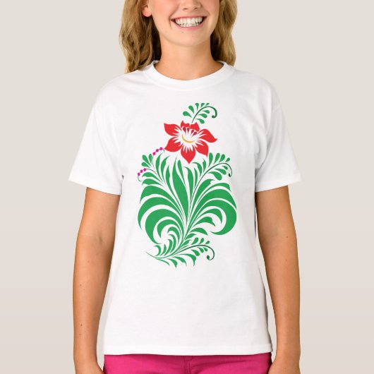Ornamental Floral Flower Design – Elegant T-shirt (Voorkant)