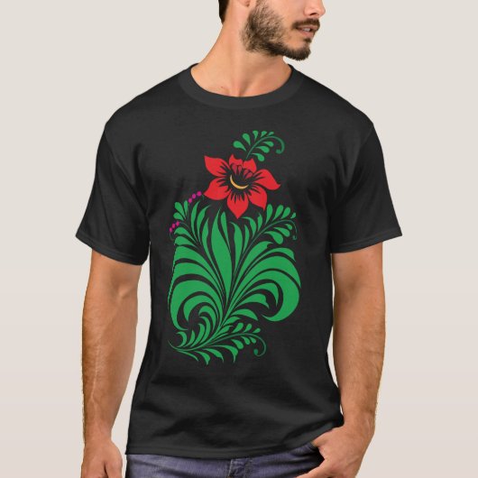 Ornamental Floral Flower Design – Elegant T-shirt (Voorkant)