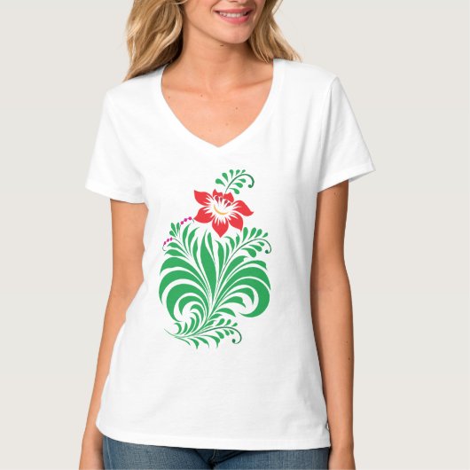 Ornamental Floral Flower Design – Elegant T-shirt (Voorkant)