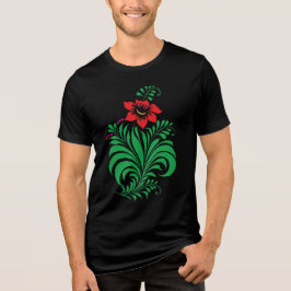 Ornamental Floral Flower Design – Elegant Tri-Blend Shirt