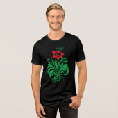 Ornamental Floral Flower Design – Elegant Tri-Blend Shirt (Voorkant volledig)