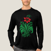 Ornamental Floral Flower Design – Elegant Tri-Blend Shirt (Voorkant volledig)