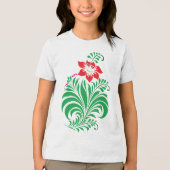 Ornamental Floral Flower Design – Elegant Tri-Blend Shirt (Voorkant)