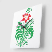 Ornamental Floral Flower Design – Elegant Vierkante Klok (Hoek)