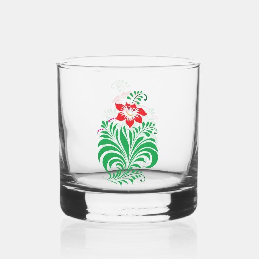Ornamental Floral Flower Design – Elegant Whisky Glas (Voorkant)
