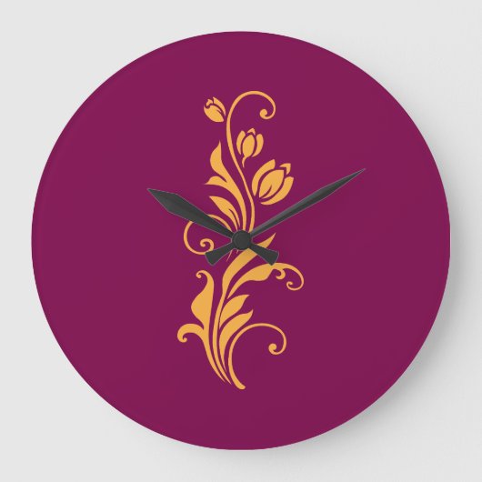 Ornamental Floral Flower Design  Grote Klok (Voorkant)