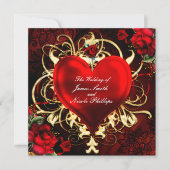 Ornamental Floral Heart Black Red Gold-uitvindinge Kaart (Voorkant)