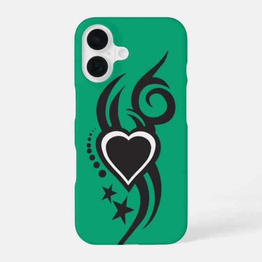 Ornamental Floral Heart Tattoo iPhone 16 Hoesje (Achterkant)