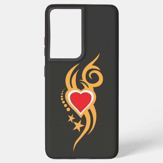 Ornamental Floral Heart Tattoo Samsung Galaxy Hoesje (Achterkant)
