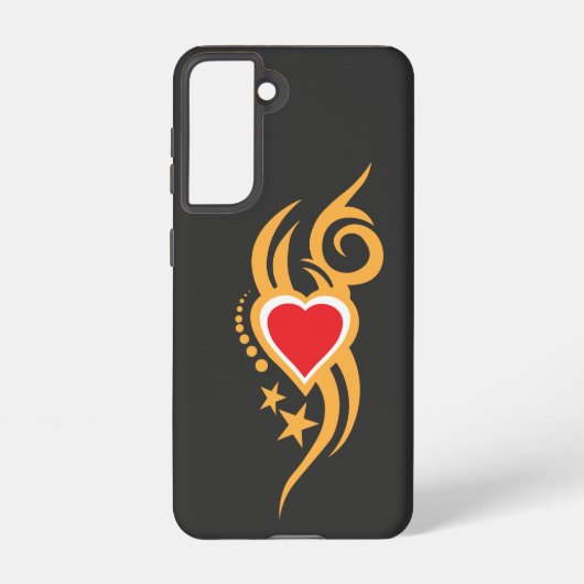 Ornamental Floral Heart Tattoo Samsung Galaxy Hoesje (Achterkant)