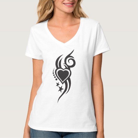 Ornamental Floral Heart Tattoo  T-shirt (Voorkant)
