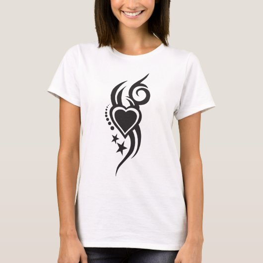 Ornamental Floral Heart Tattoo  T-shirt (Voorkant)