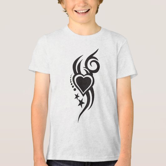 Ornamental Floral Heart Tattoo Tri-Blend Shirt (Voorkant)