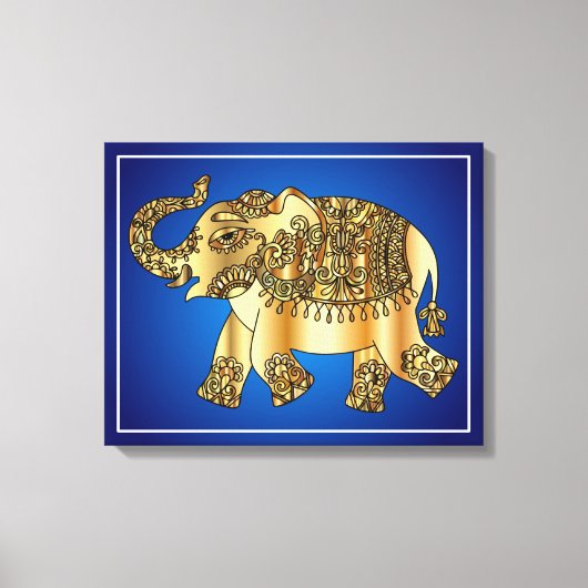 Ornamental Gold Elephant Canvas Afdruk (Voorkant)