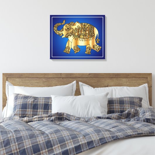 Ornamental Gold Elephant Canvas Afdruk (Insitu (Slaapkamer))