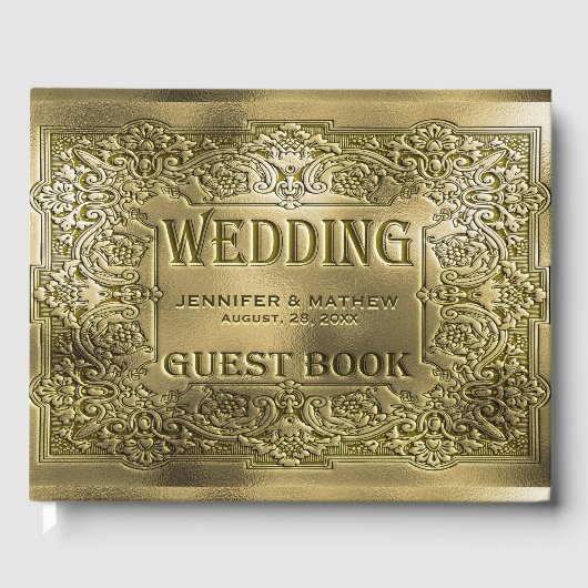 Ornamental Gold Embossed Wedding Look Gastboek Gastenboek (Voorkant)