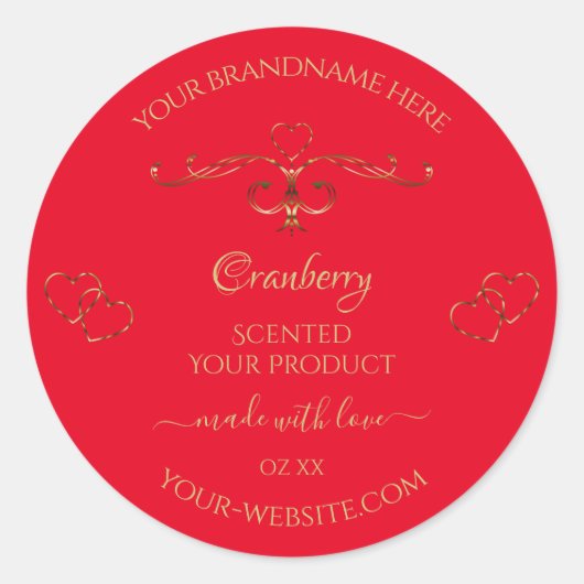  ornamental Gold Hearts Red Product Labels (Voorkant)