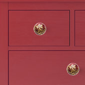 Ornamental Gold Leaf Scrollwork Red Orb Keramische Knop