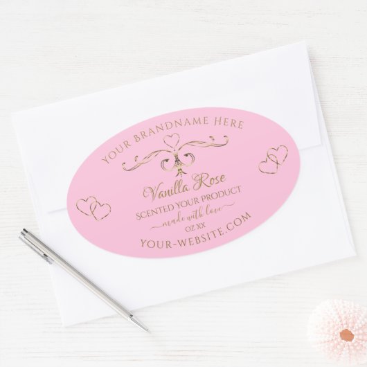Ornamental Gold Light Baby roze productlabels Ovale Sticker (Envelop)