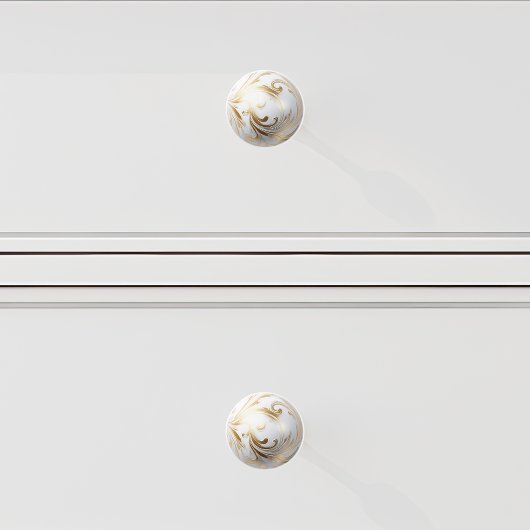 Ornamental Gold White filigraan Swirl Orb Keramische Knop