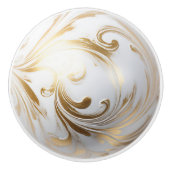Ornamental Gold White filigraan Swirl Orb Keramische Knop (Voorkant)