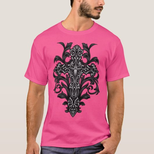 Ornamental Gothic Cross T-shirt (Voorkant)
