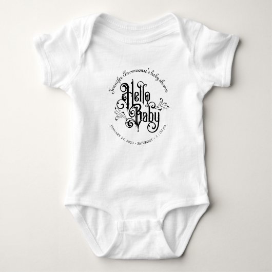 Ornamental Gothic Hello Baby Romper (Voorkant)