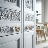 Ornamental Goud Blauw Wit filigraan Swirl Orb Keramische Knop