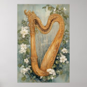 ornamental harp surrounded by white flowers poster (Voorkant)