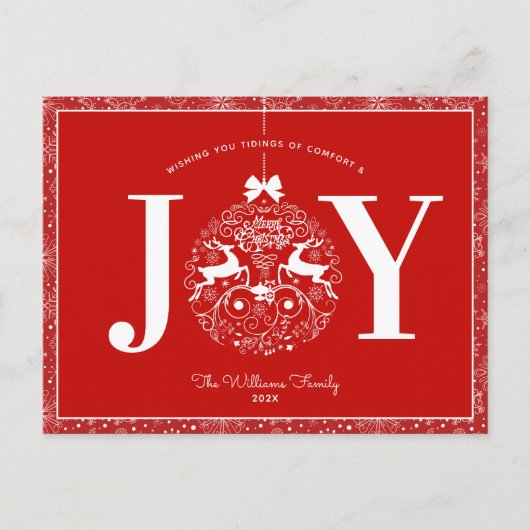 Ornamental Joy | Eenmalige kerstfoto Briefkaart (Voorkant)