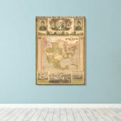 Ornamental Map of The United States and Mexico Canvas Afdruk (Insitu (Houten vloer))