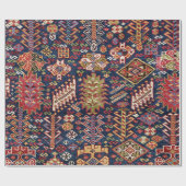 Ornamental Midnight Blue Shekarlu Zig-Zag Cadeaupapier (Vlak)