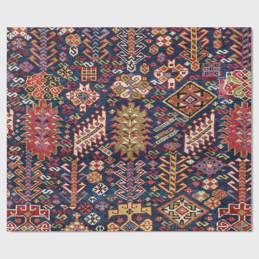 Ornamental Midnight Blue Shekarlu Zig-Zag Cadeaupapier (Vlak)