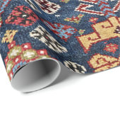 Ornamental Midnight Blue Shekarlu Zig-Zag Cadeaupapier (Rol Hoek)