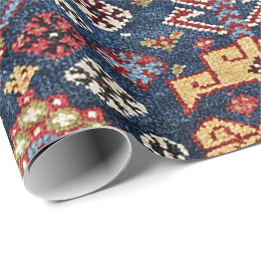 Ornamental Midnight Blue Shekarlu Zig-Zag  Cadeaupapier (Rol Hoek)