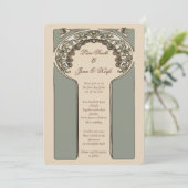  ornamental Mucha geïnspireerd huwelijk Kaart (Staand voorkant)