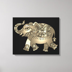 ornamental olifant omwikkeld canvas afdruk