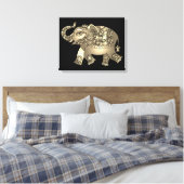 ornamental olifant omwikkeld canvas afdruk (Insitu (Slaapkamer))