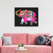 ornamental olifant omwikkeld canvas afdruk (Insitu (Woonkamer))