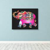 ornamental olifant omwikkeld canvas afdruk (Insitu (Houten vloer))